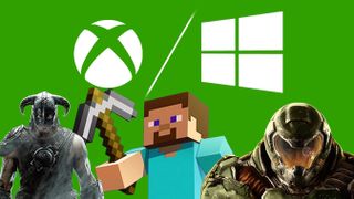 Xbox characters on an Xbox logo background