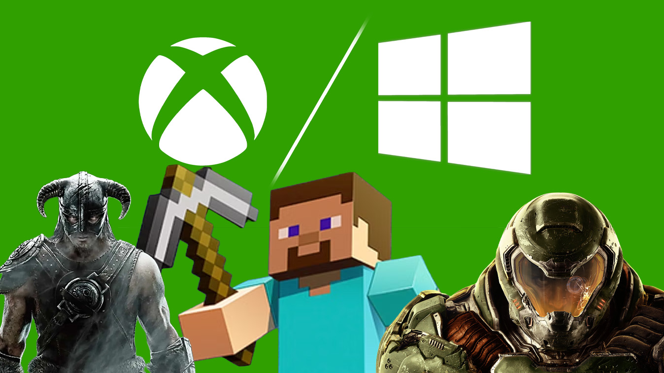 Xbox characters on an Xbox logo background