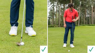 PGA pro Dan Grieve demonstrating how to set up properly to hit a pitch shot