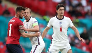 Harry Maguire, right, was part of England's defence against the Czech Republic on Tuesday