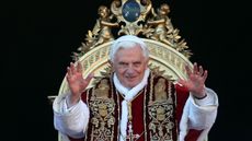 VATICAN CITY, VATICAN - DECEMBER 25:Pope Benedict XVI waves to the faithfuls as he delivers his Christmas Day message 'urbi et orbi' blessing (to the city and to the world) from the central b