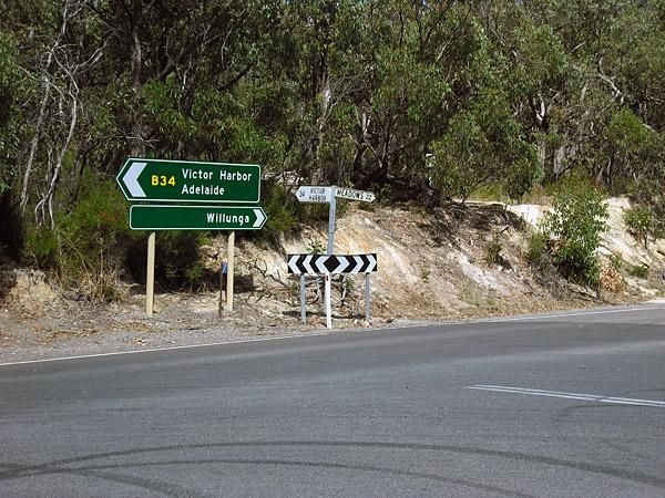 The sign directs you to Willunga, but riders will be coming in the opposite direction intent on wrecking havoc on the peloton.