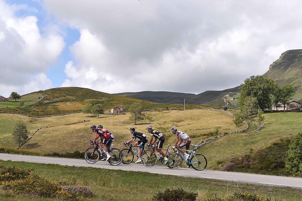 The breakaway in action during stage 14 of the 2015 Vuelta a Espana.