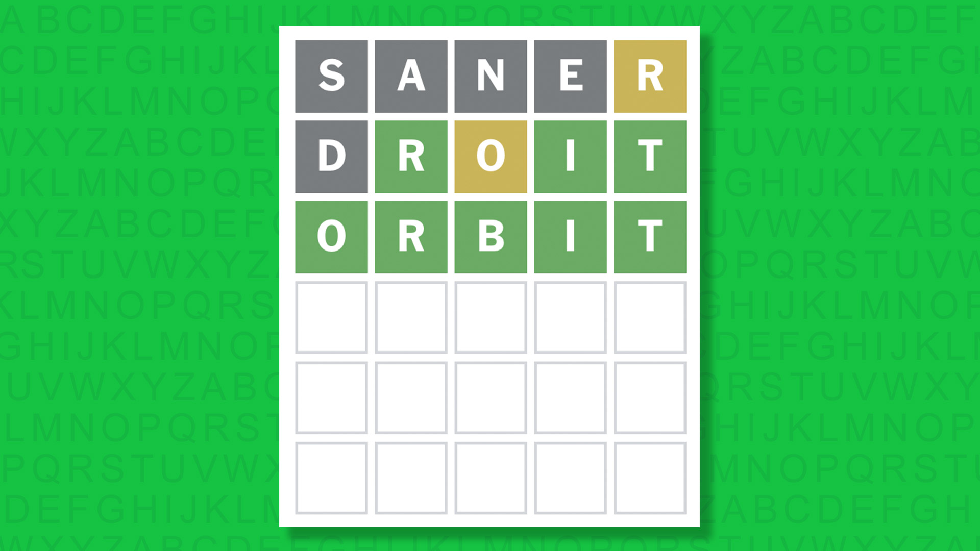 NYT Wordle answer for game 1860 on a green background