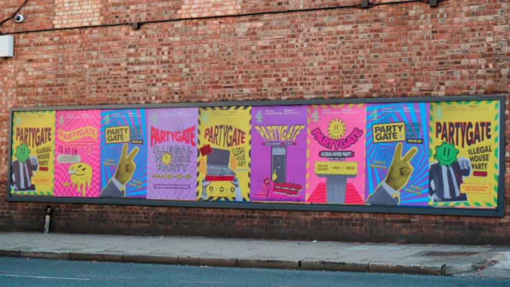 Channel 4 Partygate poster designs