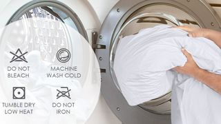 Placing the Utopia Bedding mattress protector into a washing machine