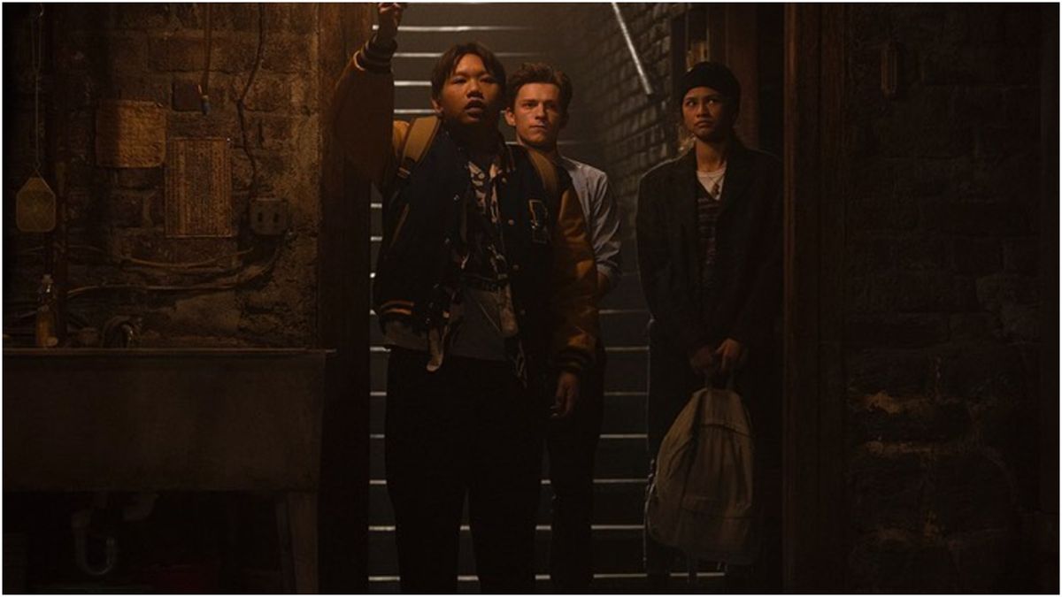 Tom Holland, Zendaya, and Jacob Batalon in Spider-Man 3