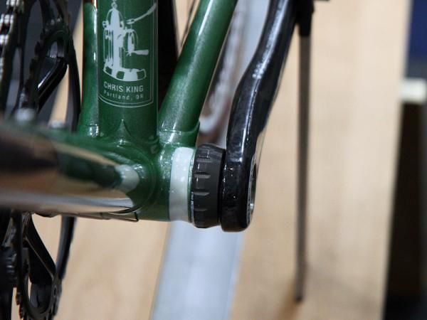 Chris King's own personal bike features a shaved-down bottom bracket shell.