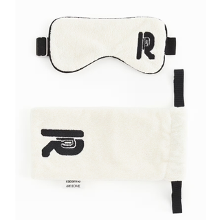 A cotton eye mask with 'R' logo 