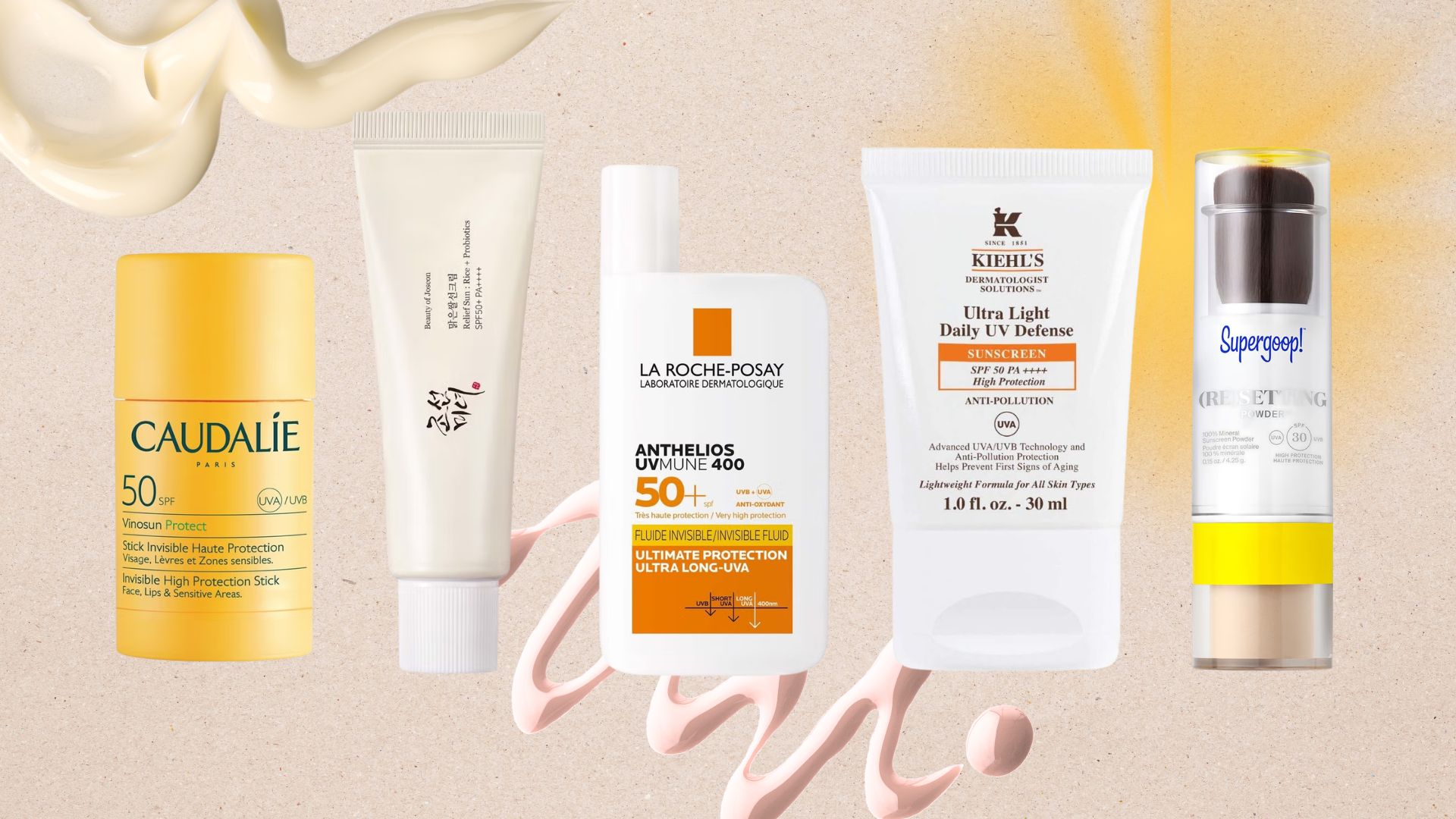 best facial sunscreens from Caudalie, Beauty of Joseon, La Roche-Posay, Kiehl's and Supergoop