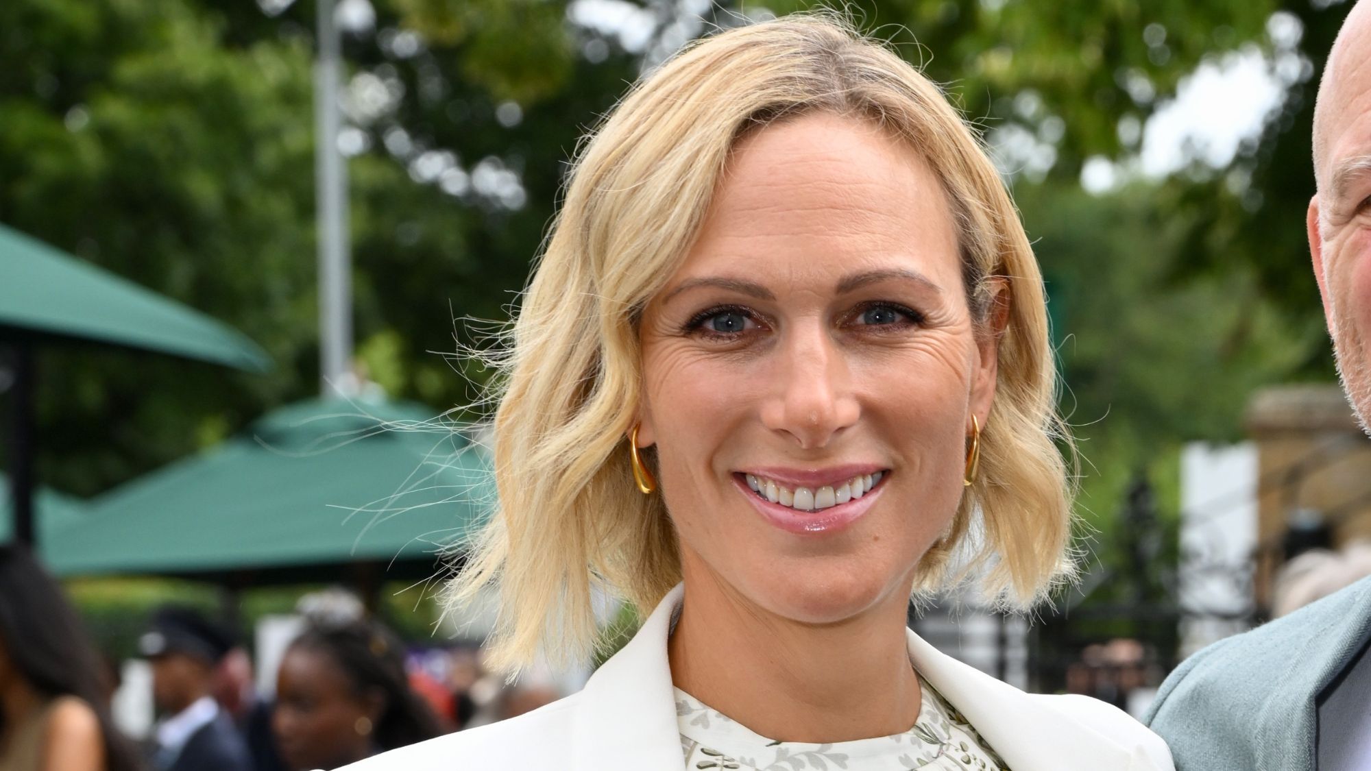Zara Tindall attends day ten of the Wimbledon Tennis Championships at the All England Lawn Tennis and Croquet Club on July 10, 2024