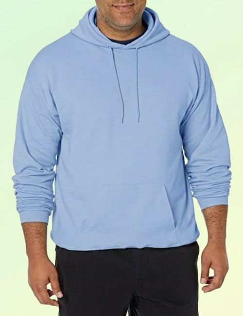 Hanes Men's Pullover Ecosmart Hooded Sweatshirt, Light Blue