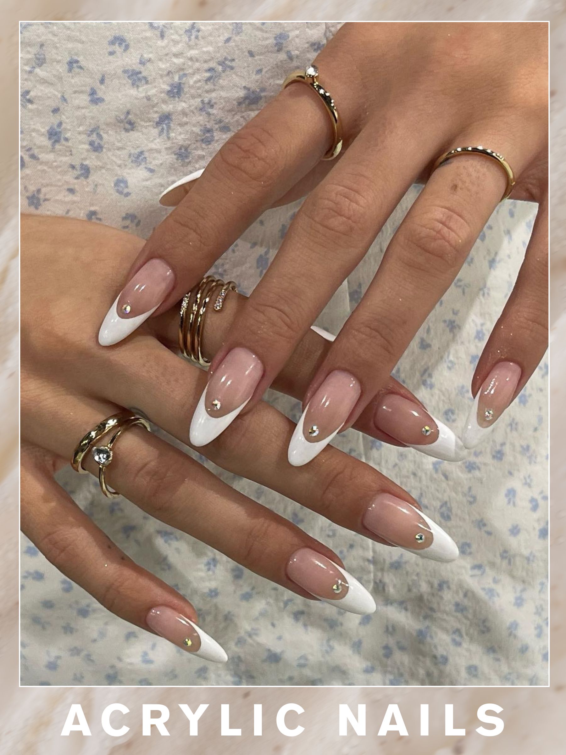 A French tip acrylic manicure