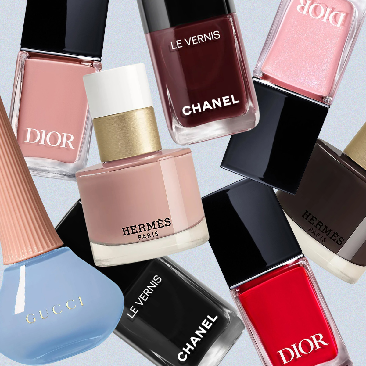 Designer nail polish collage