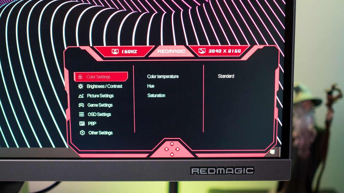 Menu settings of Redmagic 4K Gaming Monitor