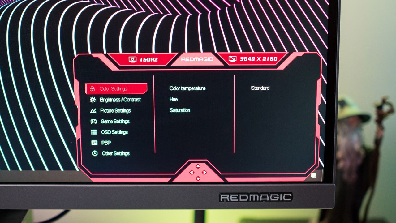 Menu settings of Redmagic 4K Gaming Monitor