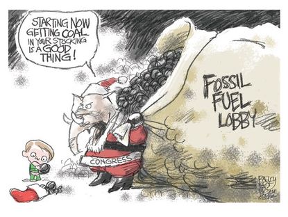 Political cartoon Congress fossil fuel lobby