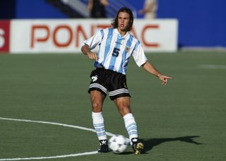 Fernando Redondo in action for Argentina at the 1994 World Cup.