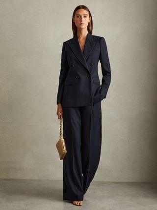 Hallie Textured Double Breasted Suit Blazer