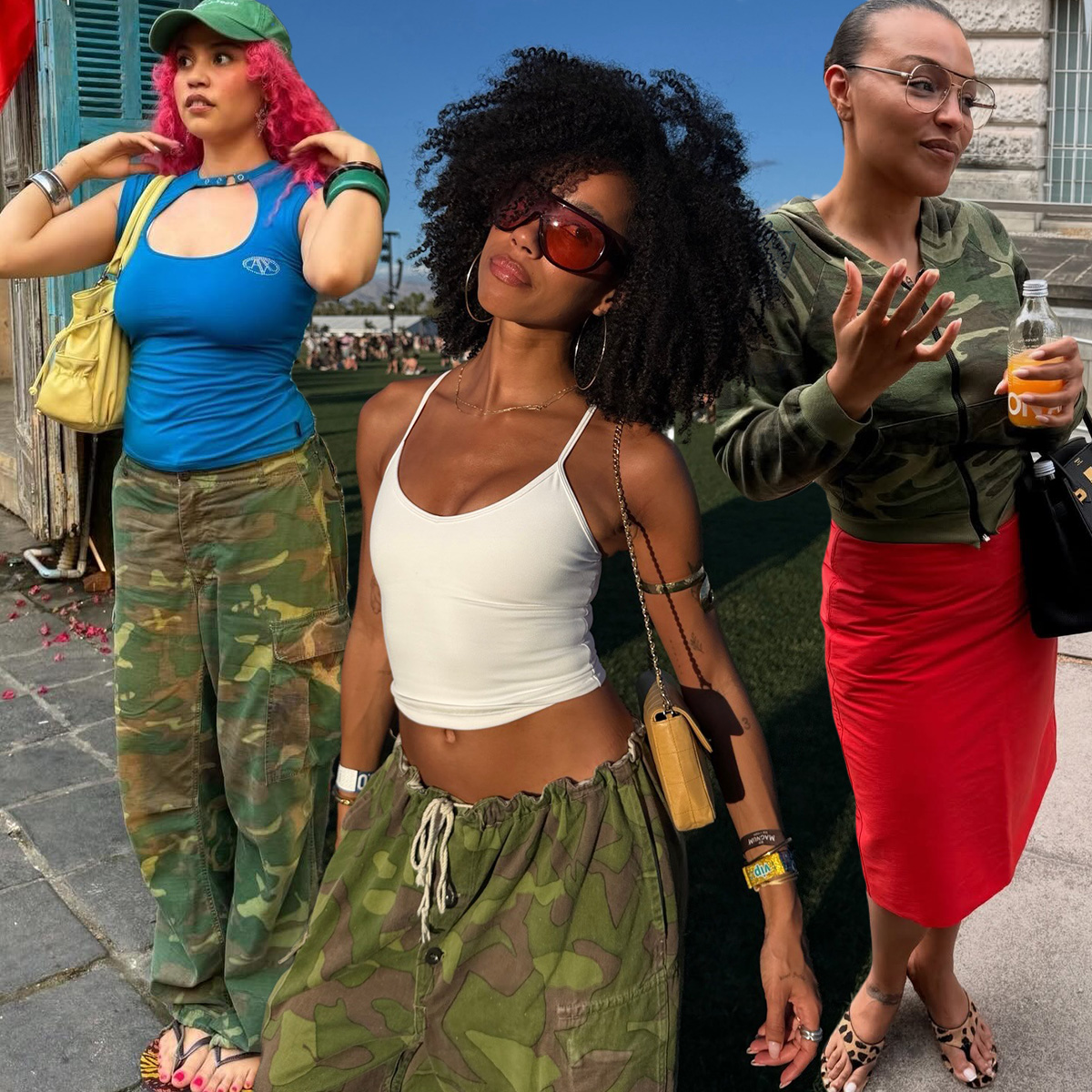 women wearing camo print outfits