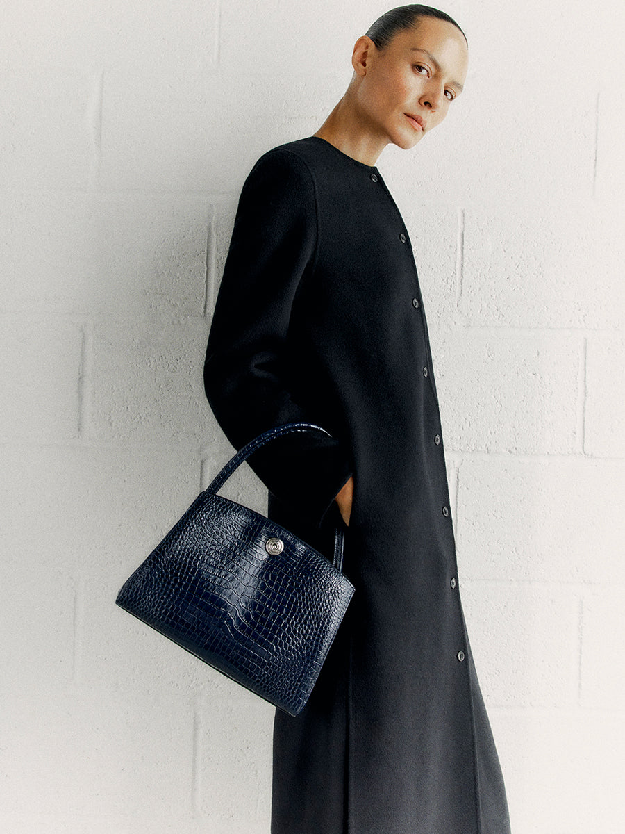 Pushlock Lady Bag Navy Croc