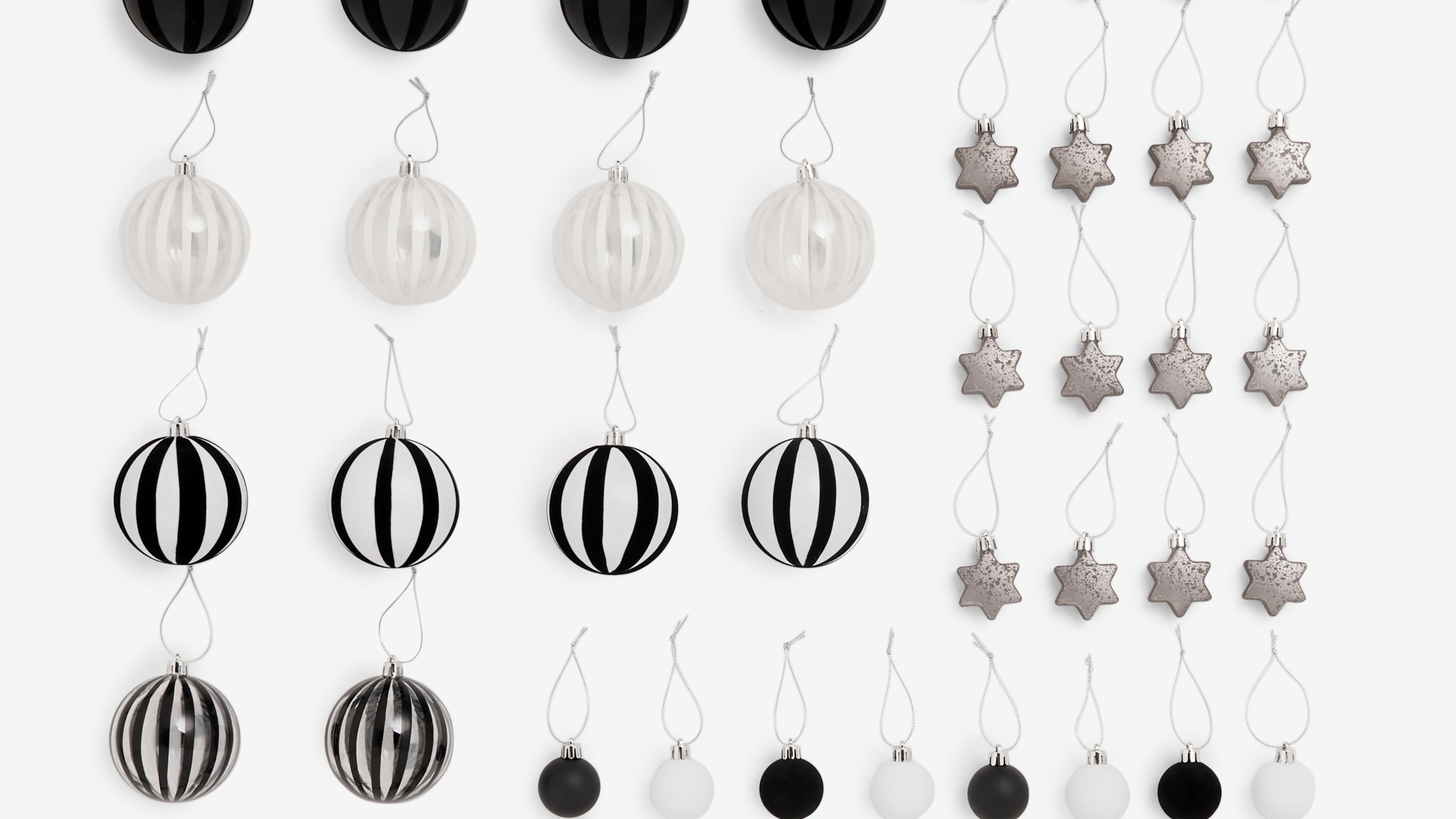 Next Home set of monochrome baubles.
