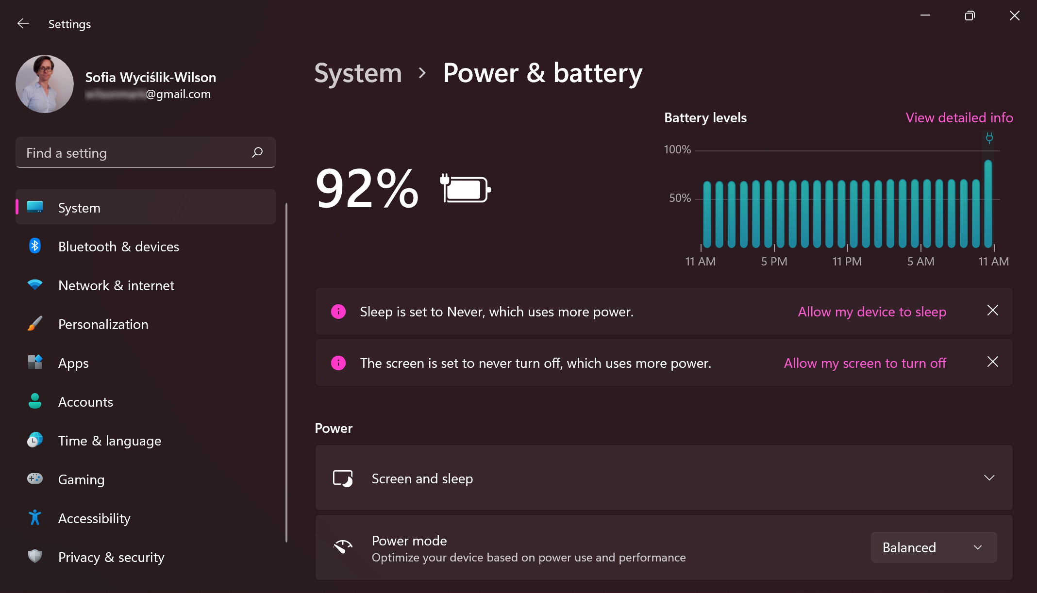 Windows 11 Power & battery screenshot