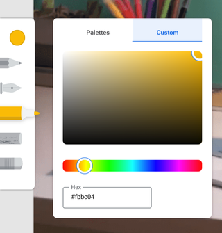 Screenshot of Hex code colour picker in Chrome Canvas