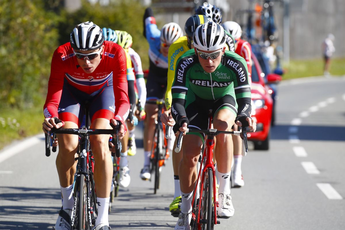Vegard Stake Laengen and Ryan Mullen in the breakaway
