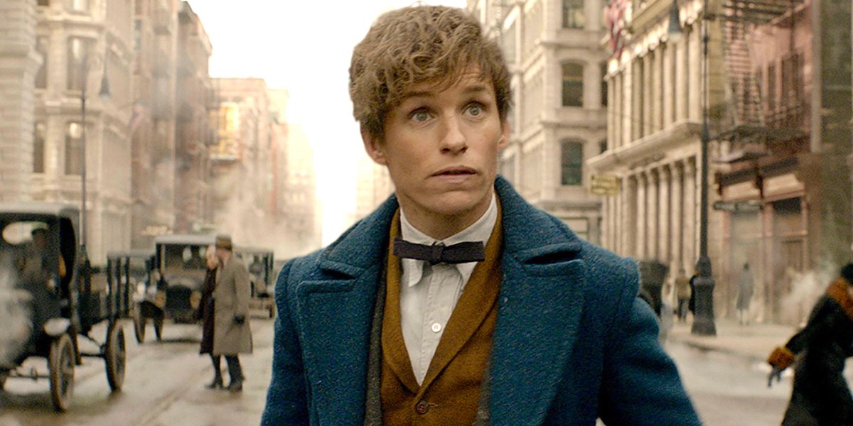 Eddie Redmayne looks surprised as Newt Scamander in Fantastic Beasts and Where to Find Them Warner B