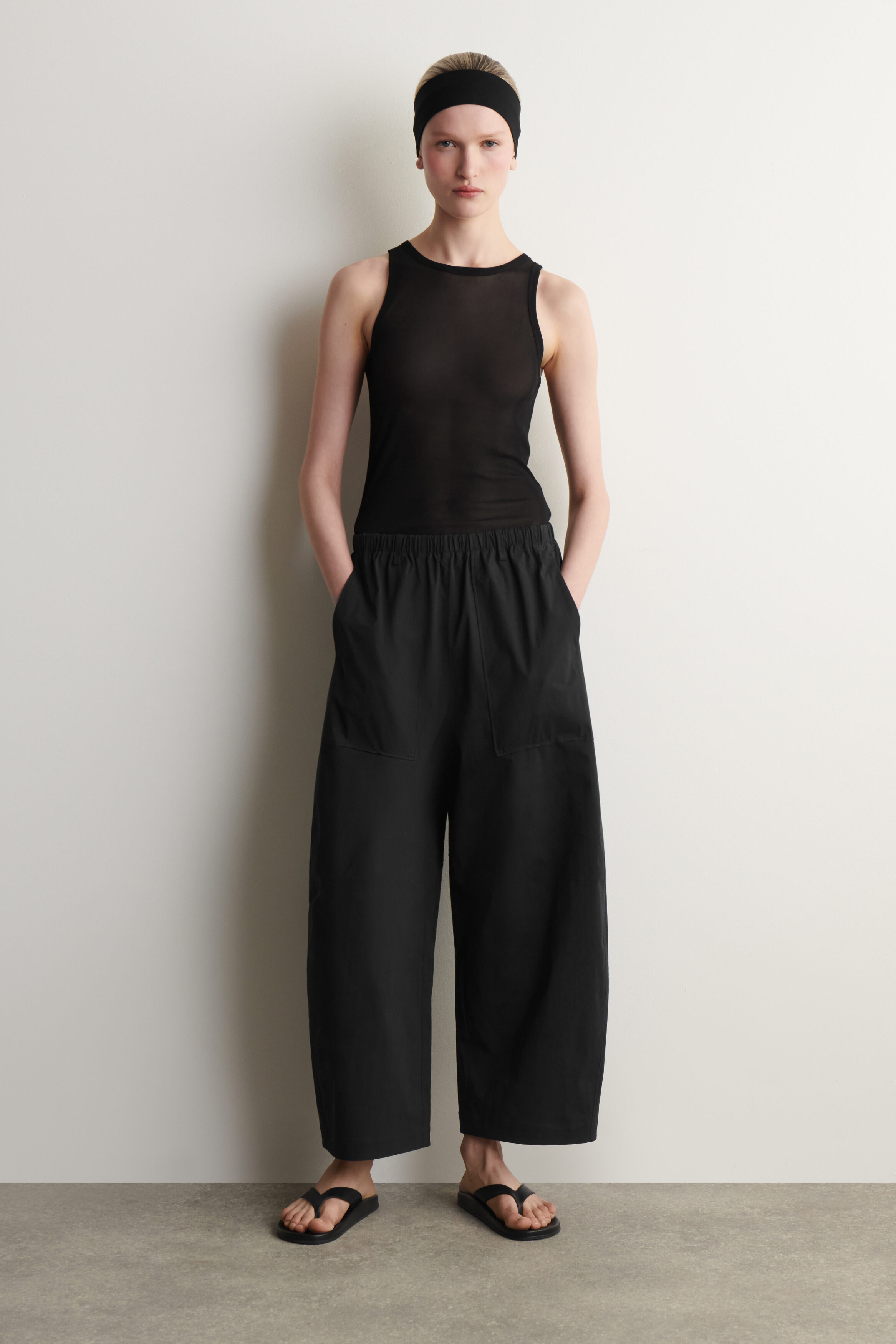 Cotton Barrel-Leg Utility Trousers
