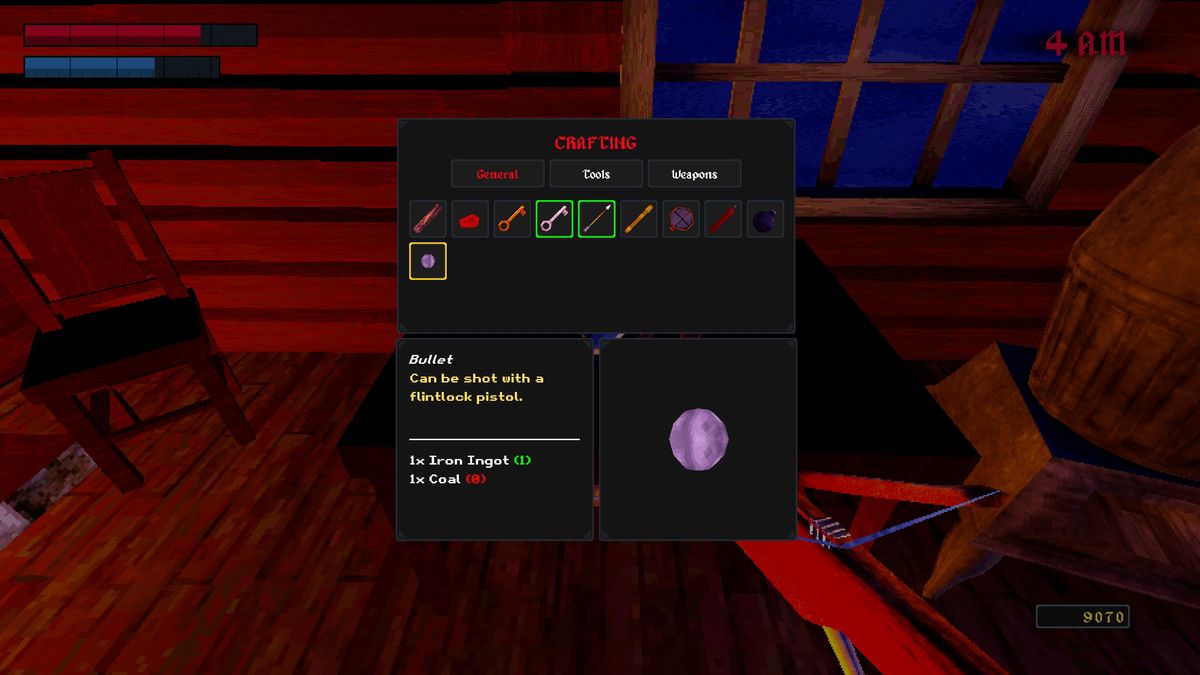 Crafting menu in Nox Mortalis