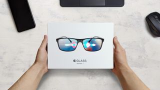 A mockup box of the Apple AR glasses