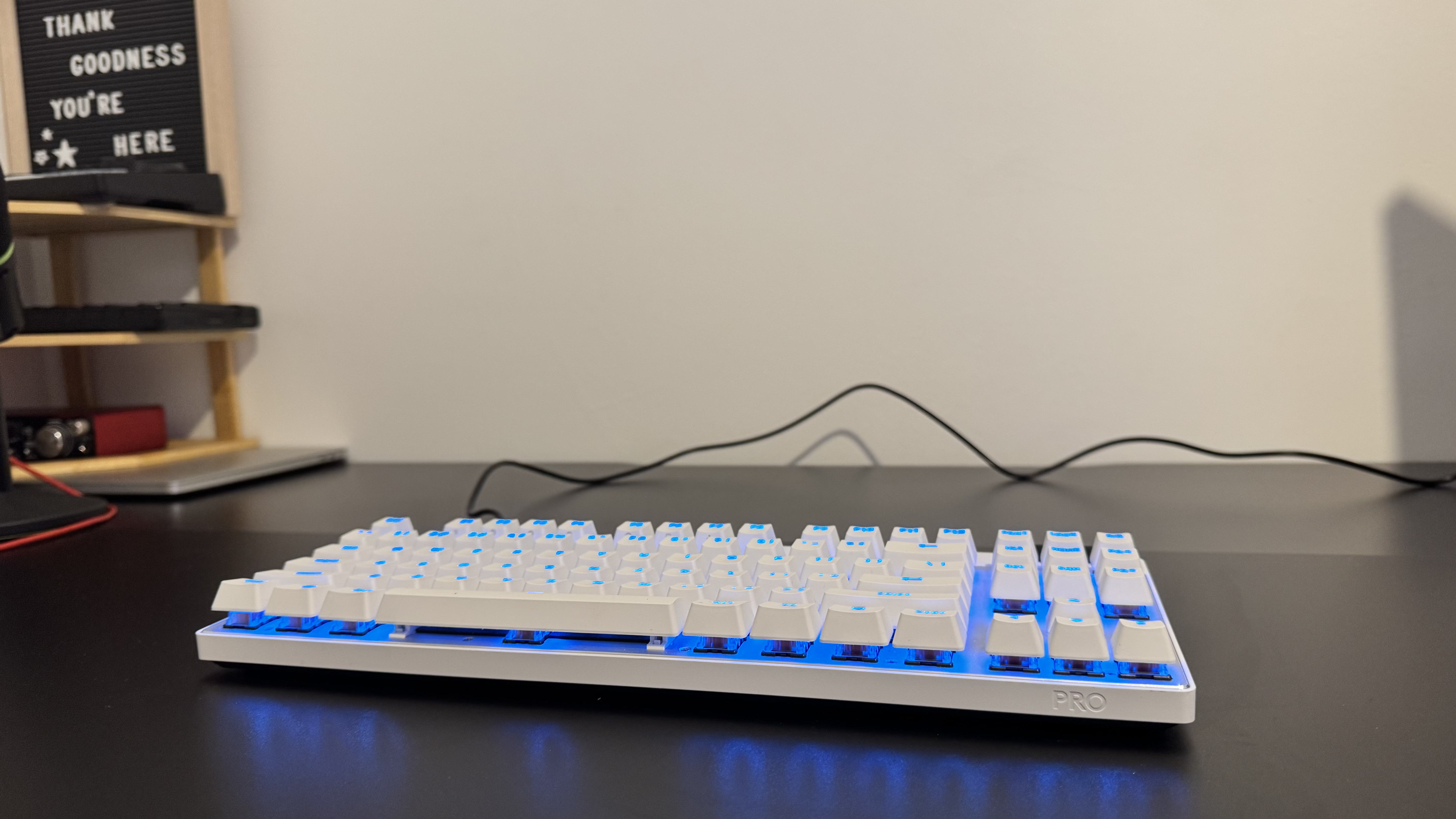 The Logitech G Pro X TKL Rapid gaming keyboard on a desk