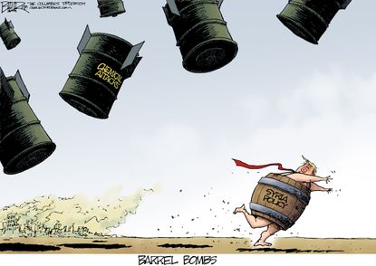 Political cartoon U.S. Trump Syria conflict chemical attacks