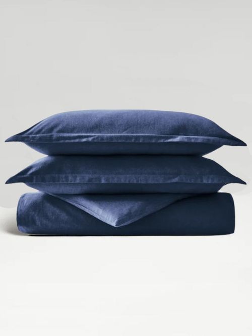 Flannel Duvet Set - Navy