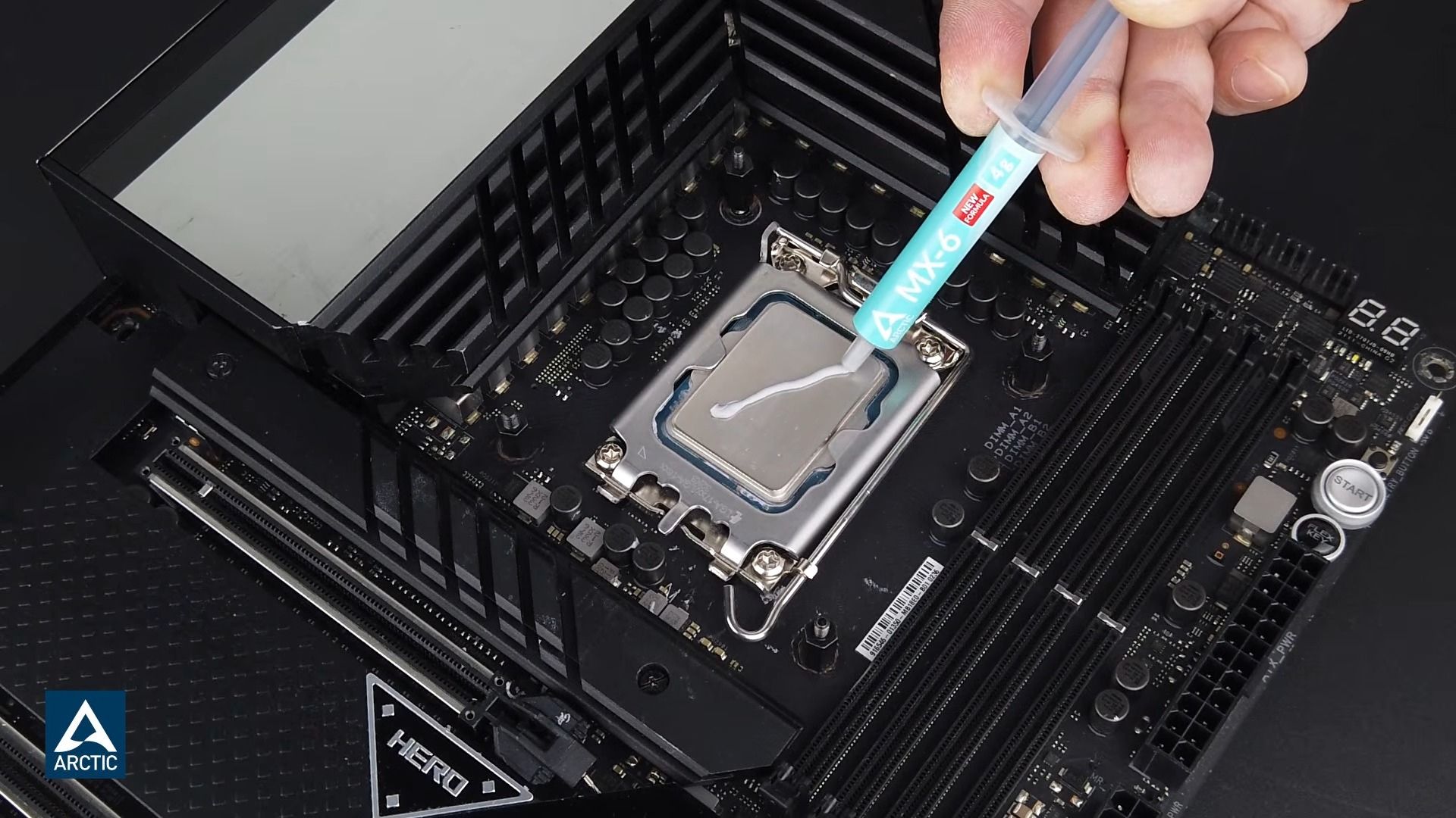 A screenshot from Arctic's YouTube channel about how to apply thermal paste to a CPU