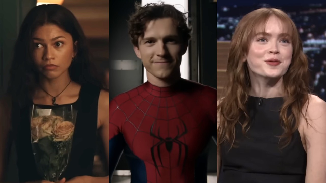 Michelle Jones (Zendaya) speaks and Tom Holland wears his costume for Spider-Man: Brand New Day, while Sadie Sink appears on The Tonight Show.
