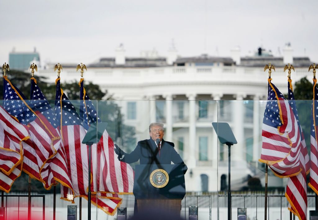  Donald Trump speaks to supporters from The Ellipse near the White House on January 6, 2021