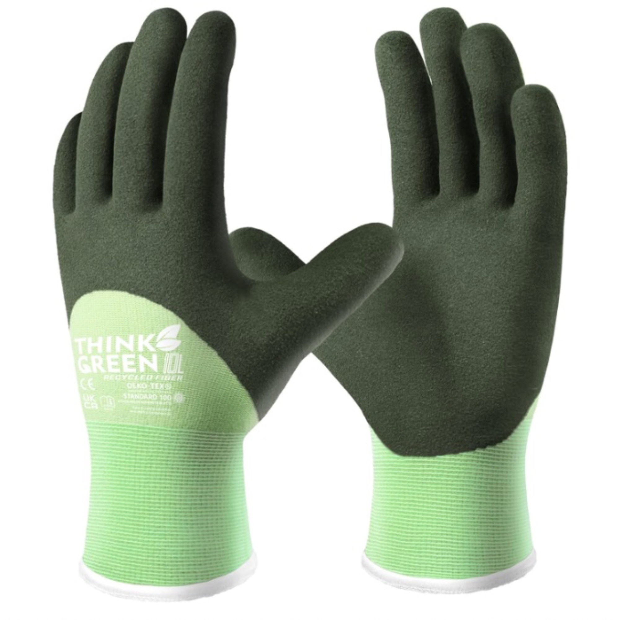 COOLJOB Winter Gloves, Thermal and Anti-Slip 3/4 Coated Gardening Gloves, Green