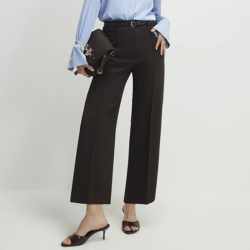 River Island, dark brown tailored trousers