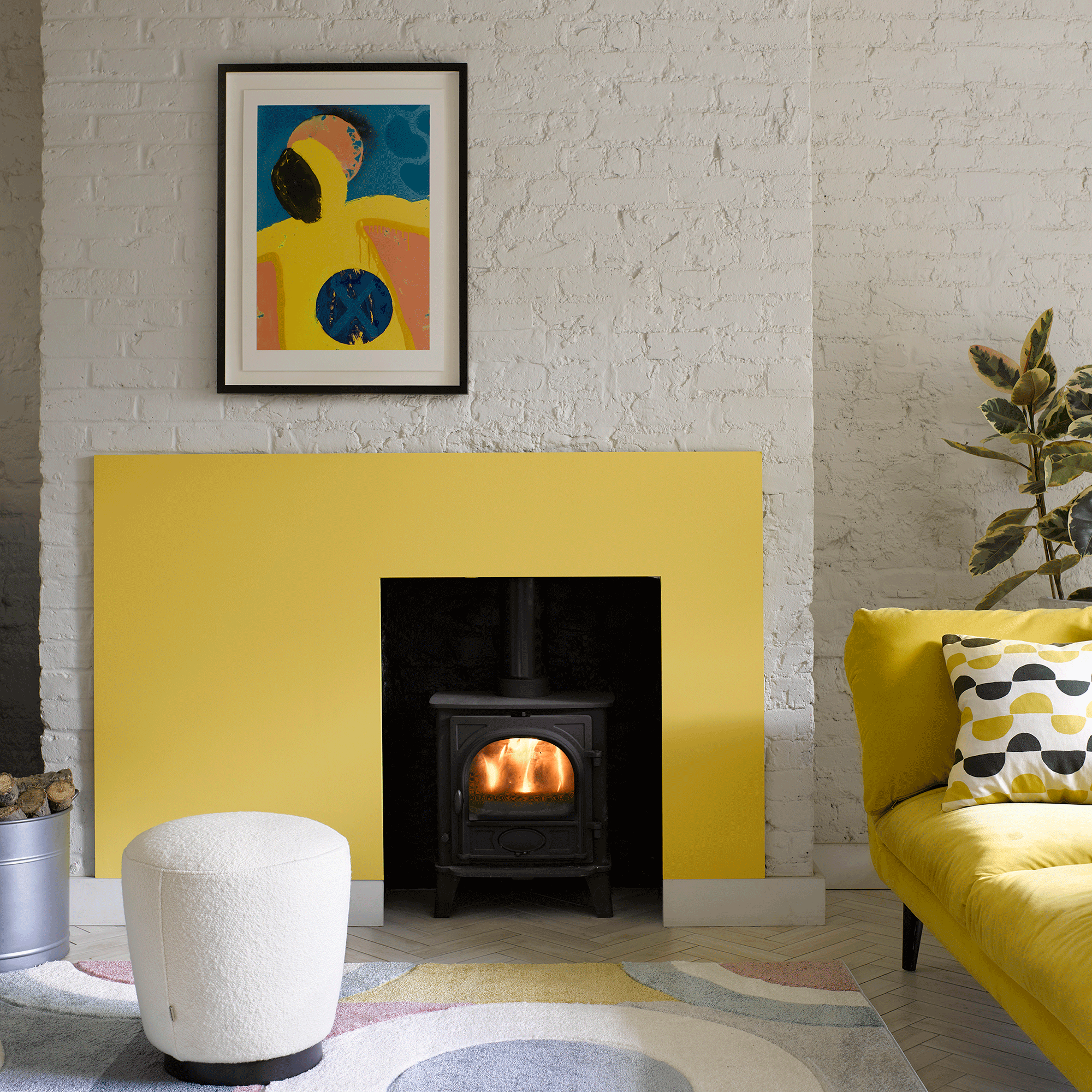 yellow fireplace