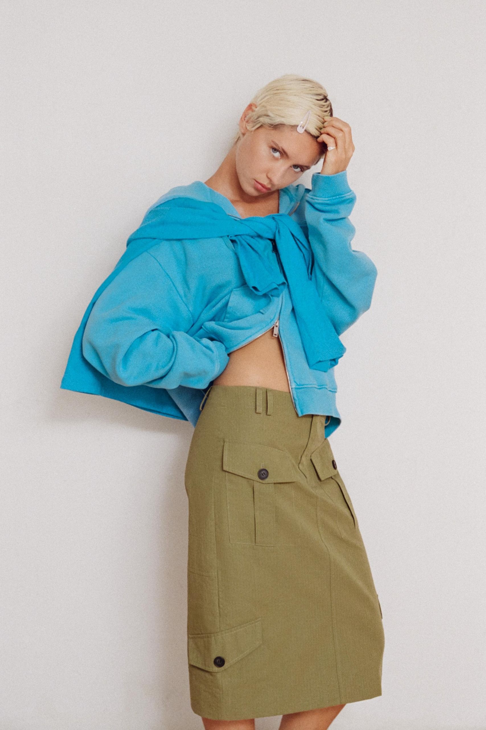 Midi Skirt With Pockets - Khaki - Xs