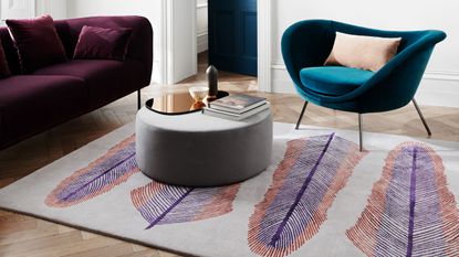 Deirdre Dyson rug on living room floor