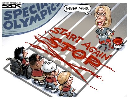 Political Cartoon U.S. Special Olympics Betsy Devos