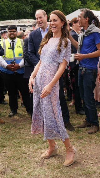 Prince William, Duke of Cambridge and Catherine, Duchess of Cambridge attend Cambridgeshire County Day at Newmarket Racecourse during an official visit to Cambridgeshire on June 23, 2022 in Cambridge