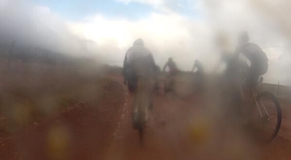 The muddy road made it hard to see