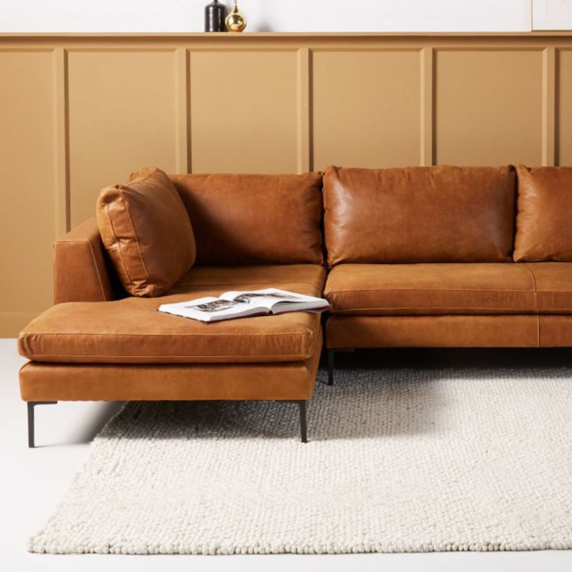 Brown leather sofa