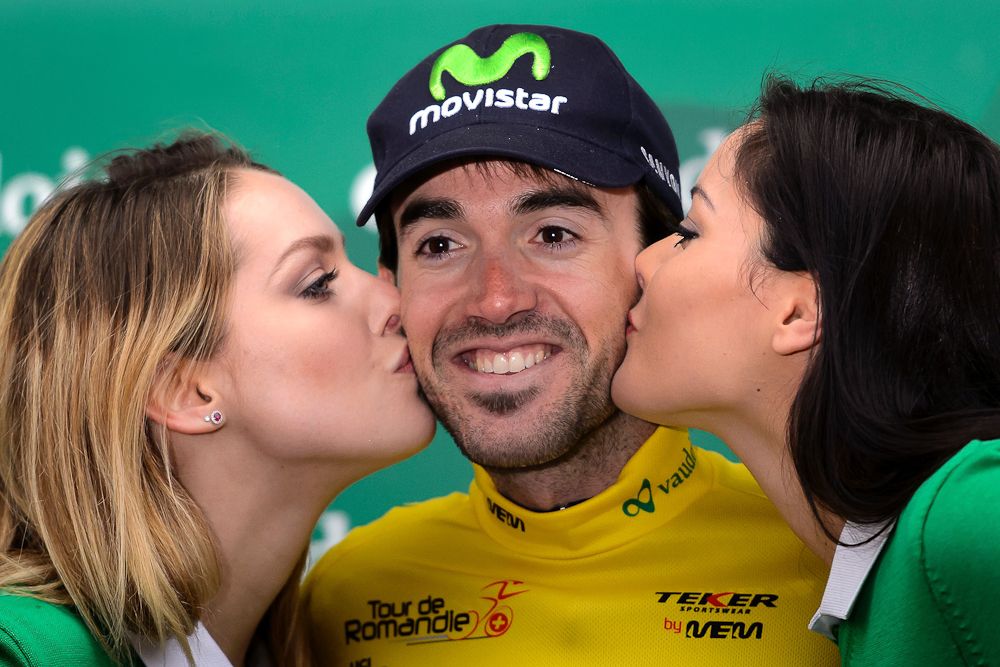 Jon Izagirre on the prologue podium at Tour de Romandie