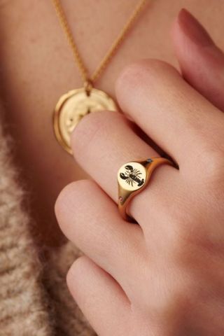 'You & Me' Lobster Birthstone Signet Ring